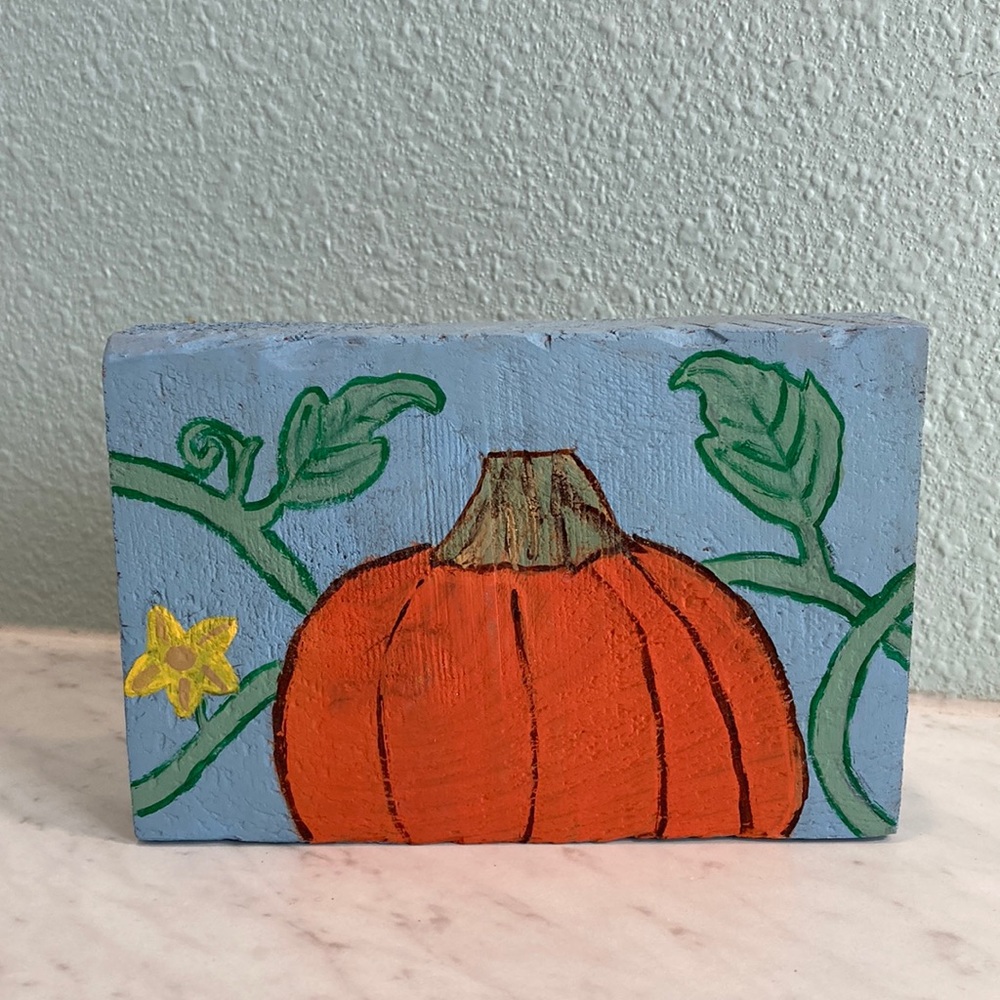 Hand Painted Pumpkin Block Decor